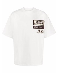 weißes besticktes T-Shirt mit einem Rundhalsausschnitt von Jil Sander