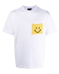 weißes besticktes T-Shirt mit einem Rundhalsausschnitt von Joshua Sanders