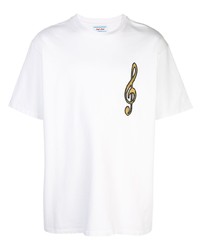 weißes besticktes T-Shirt mit einem Rundhalsausschnitt von Just Don