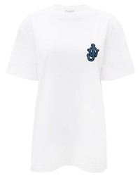 weißes besticktes T-Shirt mit einem Rundhalsausschnitt von JW Anderson