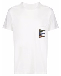 weißes besticktes T-Shirt mit einem Rundhalsausschnitt von KAPITAL
