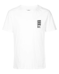 weißes besticktes T-Shirt mit einem Rundhalsausschnitt von Kent & Curwen