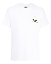 weißes besticktes T-Shirt mit einem Rundhalsausschnitt von Kent & Curwen