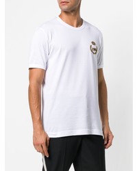 weißes besticktes T-Shirt mit einem Rundhalsausschnitt von Dolce & Gabbana