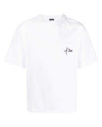 weißes besticktes T-Shirt mit einem Rundhalsausschnitt von Kiton