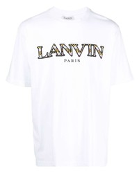 weißes besticktes T-Shirt mit einem Rundhalsausschnitt von Lanvin