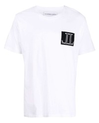 weißes besticktes T-Shirt mit einem Rundhalsausschnitt von Leandro Lopes