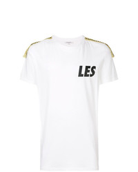 weißes besticktes T-Shirt mit einem Rundhalsausschnitt von Les Benjamins