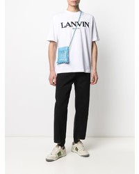 weißes besticktes T-Shirt mit einem Rundhalsausschnitt von Lanvin