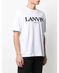 weißes besticktes T-Shirt mit einem Rundhalsausschnitt von Lanvin