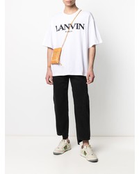 weißes besticktes T-Shirt mit einem Rundhalsausschnitt von Lanvin