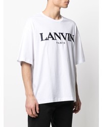 weißes besticktes T-Shirt mit einem Rundhalsausschnitt von Lanvin