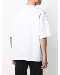 weißes besticktes T-Shirt mit einem Rundhalsausschnitt von Lanvin