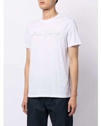 weißes besticktes T-Shirt mit einem Rundhalsausschnitt von Armani Exchange