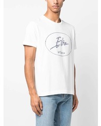 weißes besticktes T-Shirt mit einem Rundhalsausschnitt von Etro