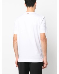 weißes besticktes T-Shirt mit einem Rundhalsausschnitt von Zegna