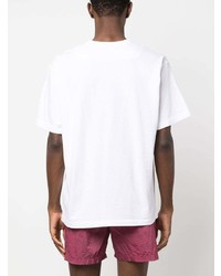 weißes besticktes T-Shirt mit einem Rundhalsausschnitt von Stone Island