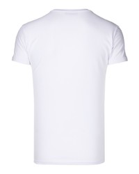 weißes besticktes T-Shirt mit einem Rundhalsausschnitt von Emporio Armani