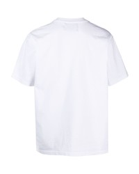 weißes besticktes T-Shirt mit einem Rundhalsausschnitt von Awake NY