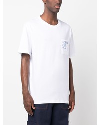 weißes besticktes T-Shirt mit einem Rundhalsausschnitt von Loewe