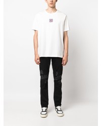 weißes besticktes T-Shirt mit einem Rundhalsausschnitt von Balmain