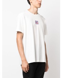 weißes besticktes T-Shirt mit einem Rundhalsausschnitt von Balmain