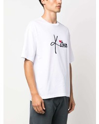 weißes besticktes T-Shirt mit einem Rundhalsausschnitt von Kiton