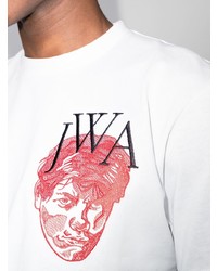 weißes besticktes T-Shirt mit einem Rundhalsausschnitt von JW Anderson