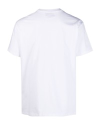 weißes besticktes T-Shirt mit einem Rundhalsausschnitt von Maison Labiche