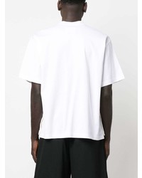 weißes besticktes T-Shirt mit einem Rundhalsausschnitt von Sacai