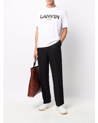 weißes besticktes T-Shirt mit einem Rundhalsausschnitt von Lanvin