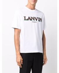 weißes besticktes T-Shirt mit einem Rundhalsausschnitt von Lanvin