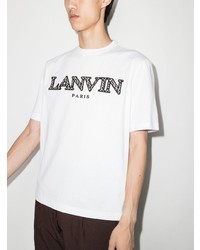 weißes besticktes T-Shirt mit einem Rundhalsausschnitt von Lanvin