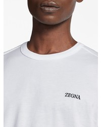 weißes besticktes T-Shirt mit einem Rundhalsausschnitt von Zegna