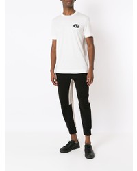 weißes besticktes T-Shirt mit einem Rundhalsausschnitt von Emporio Armani