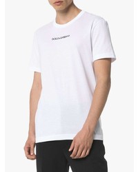 weißes besticktes T-Shirt mit einem Rundhalsausschnitt von Dolce & Gabbana