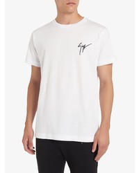 weißes besticktes T-Shirt mit einem Rundhalsausschnitt von Giuseppe Zanotti