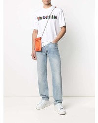 weißes besticktes T-Shirt mit einem Rundhalsausschnitt von Moschino