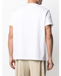 weißes besticktes T-Shirt mit einem Rundhalsausschnitt von Maison Margiela