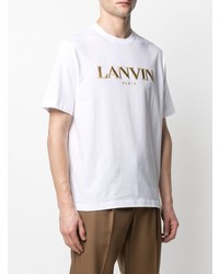 weißes besticktes T-Shirt mit einem Rundhalsausschnitt von Lanvin