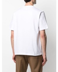 weißes besticktes T-Shirt mit einem Rundhalsausschnitt von Lanvin