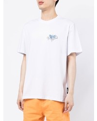 weißes besticktes T-Shirt mit einem Rundhalsausschnitt von MSGM