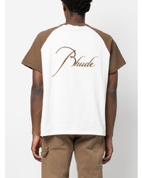 weißes besticktes T-Shirt mit einem Rundhalsausschnitt von Rhude