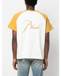 weißes besticktes T-Shirt mit einem Rundhalsausschnitt von Rhude