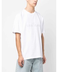 weißes besticktes T-Shirt mit einem Rundhalsausschnitt von Stone Island