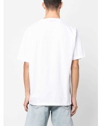 weißes besticktes T-Shirt mit einem Rundhalsausschnitt von Stone Island