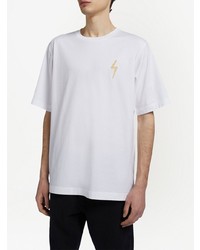 weißes besticktes T-Shirt mit einem Rundhalsausschnitt von Giuseppe Zanotti