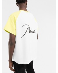 weißes besticktes T-Shirt mit einem Rundhalsausschnitt von Rhude