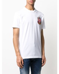 weißes besticktes T-Shirt mit einem Rundhalsausschnitt von DSQUARED2