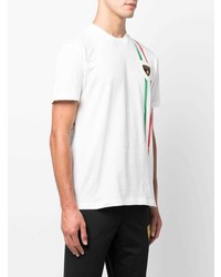 weißes besticktes T-Shirt mit einem Rundhalsausschnitt von Automobili Lamborghini